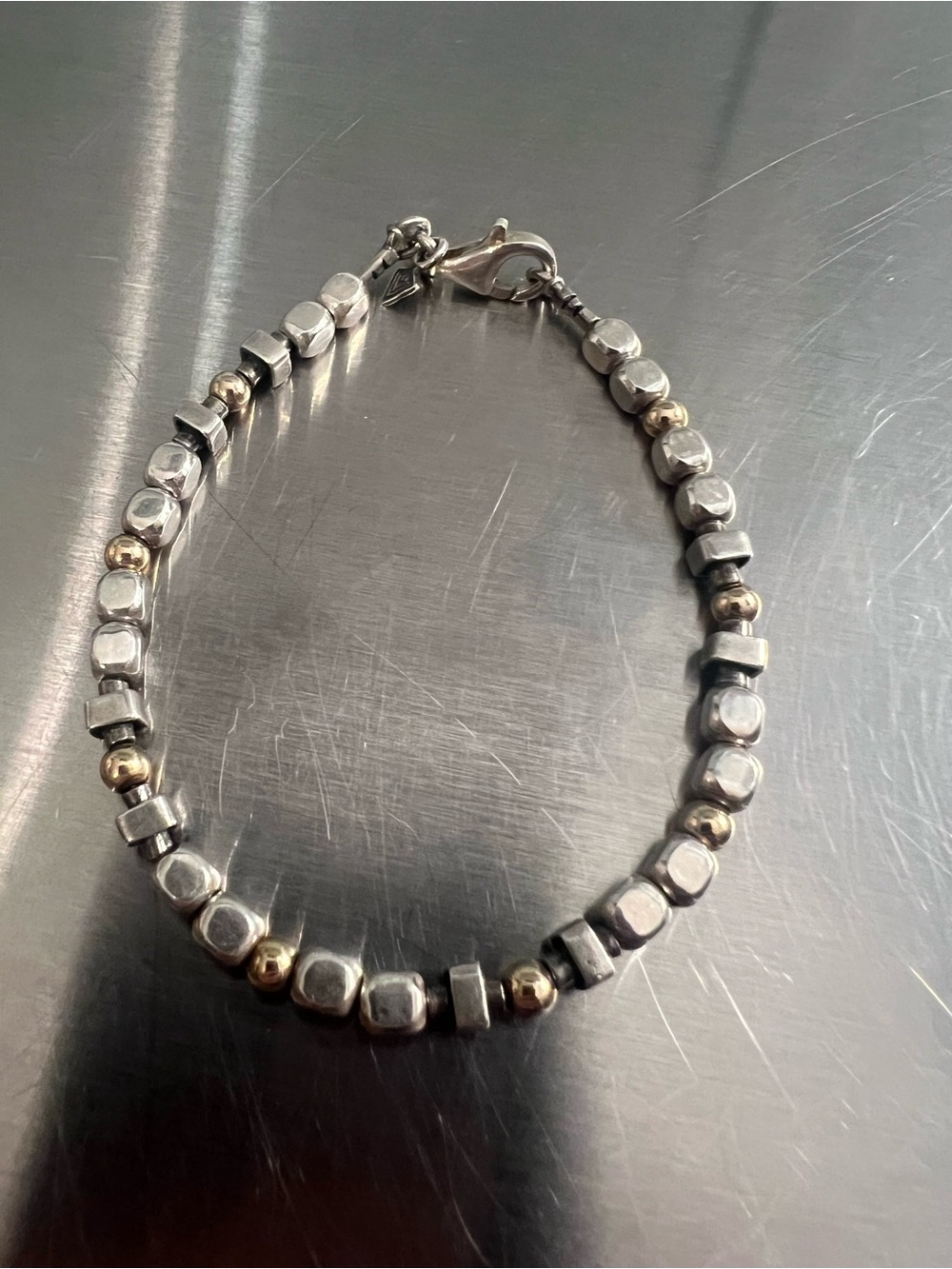 Silpada Sterling Silver Two Tone Beaded 7.5” Bracelet with Lobster claw Clasp